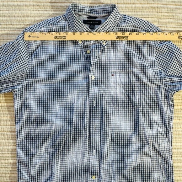 Tommy Hilfiger Blue Checkered Men’s Button Up, Size L - Picture 8 of 11
